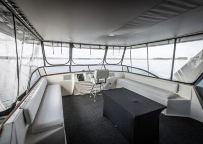 Top captain navigation area on The Stardust luxury houseboat near Lanier Islands Georgia