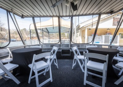 Front deck meeting area on The Stardust luxury houseboat near Lanier Islands on Lake Lanier