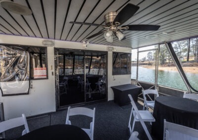 The Stardust luxury houseboat leaving dock for cruise near Lanier Islands