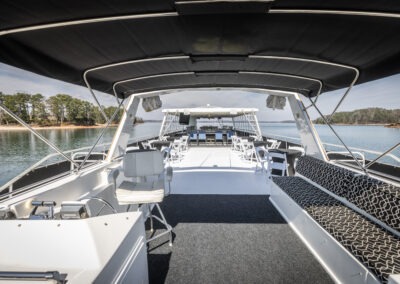 Large party deck on the Fantasy luxury houseboat designed for celebrations on Lake Lanier