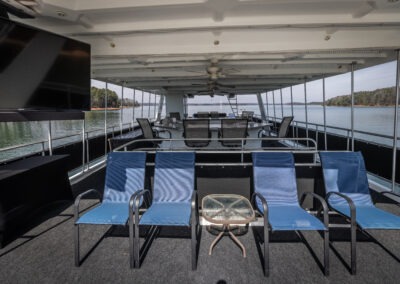 Seating on the Fantasy luxury houseboat top deck near Lanier Islands on Lake Lanier