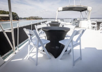 Top deck view from the Fantasy luxury houseboat cruising Lake Lanier near Lanier Islands