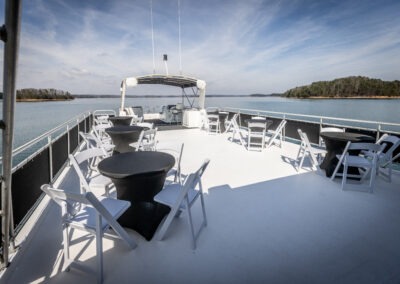 Top deck of the Fantasy luxury houseboat overlooking Lake Lanier near Lanier Islands Georgia