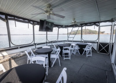 Spacious lower front deck on the Fantasy luxury houseboat near Lanier Islands on Lake Lanier