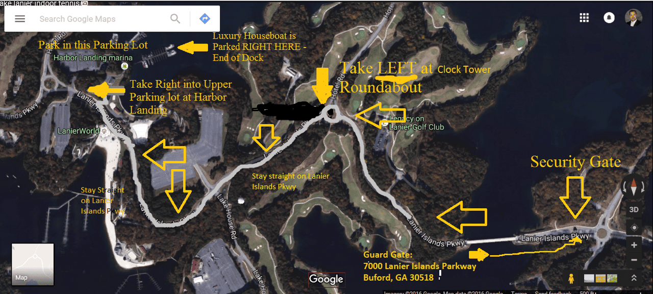 Directions to Lake Lanier Luxury Houseboat and Yacht Rentals departure site